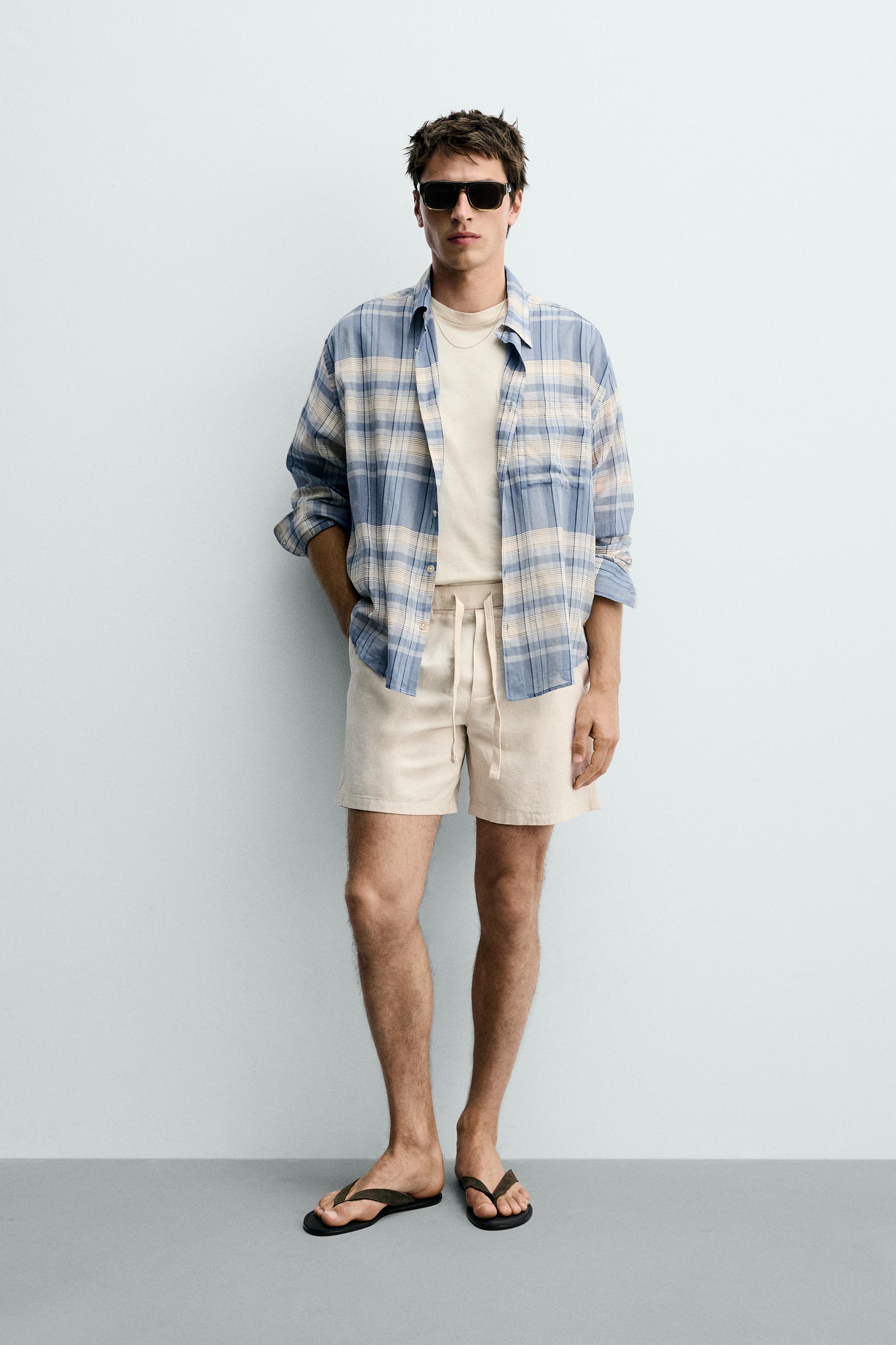 SHORT RELAXED FIT EN COTON ET LIN